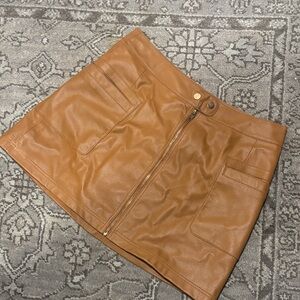 Free People Tan Leather Mini Skirt